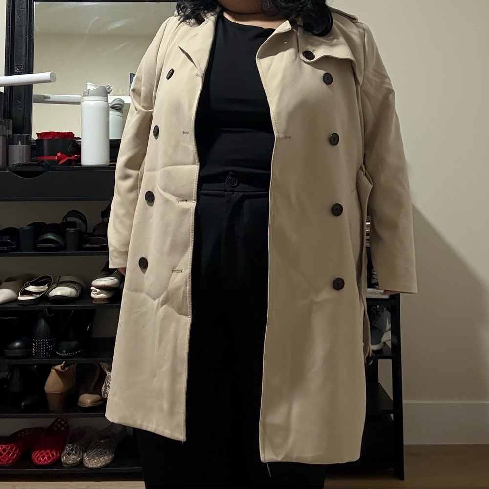 H&M Beige Double-Breasted Trench Coat